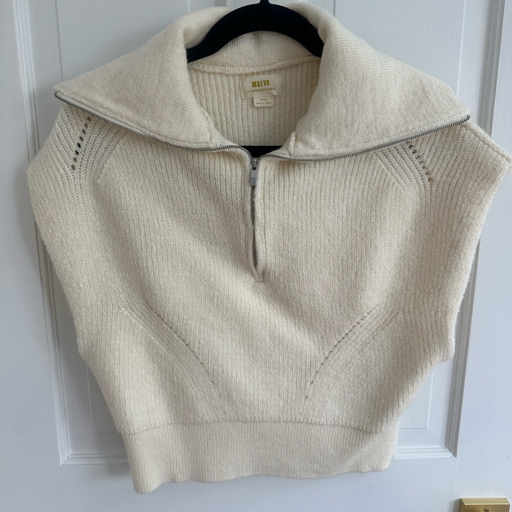 Anthropologie Cream Knit Top size S worn once - Picture 3 of 4